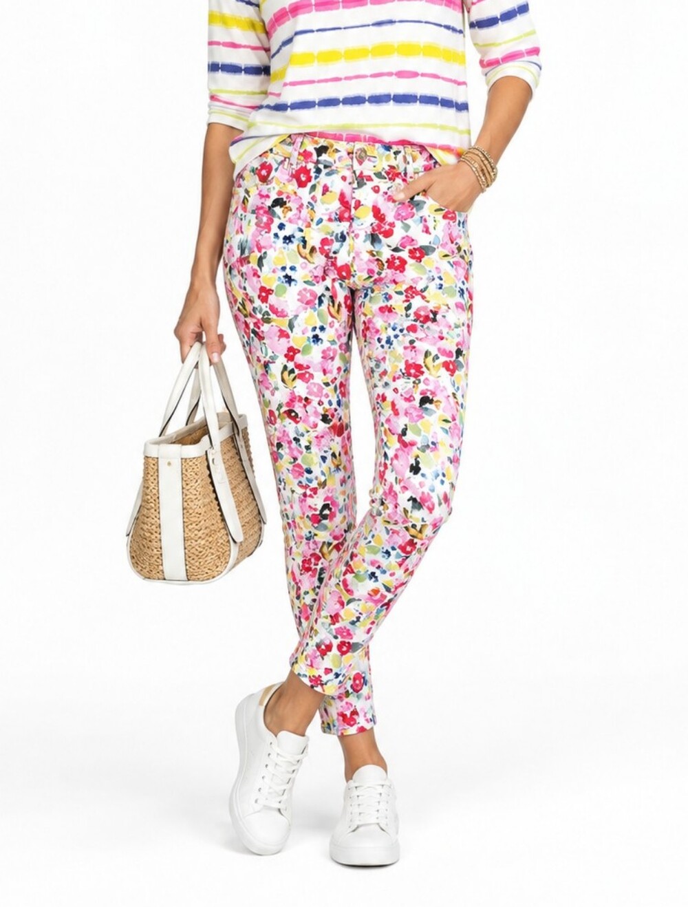Coco +Carmen Floral Skinny Jeans Bright And Colorful
